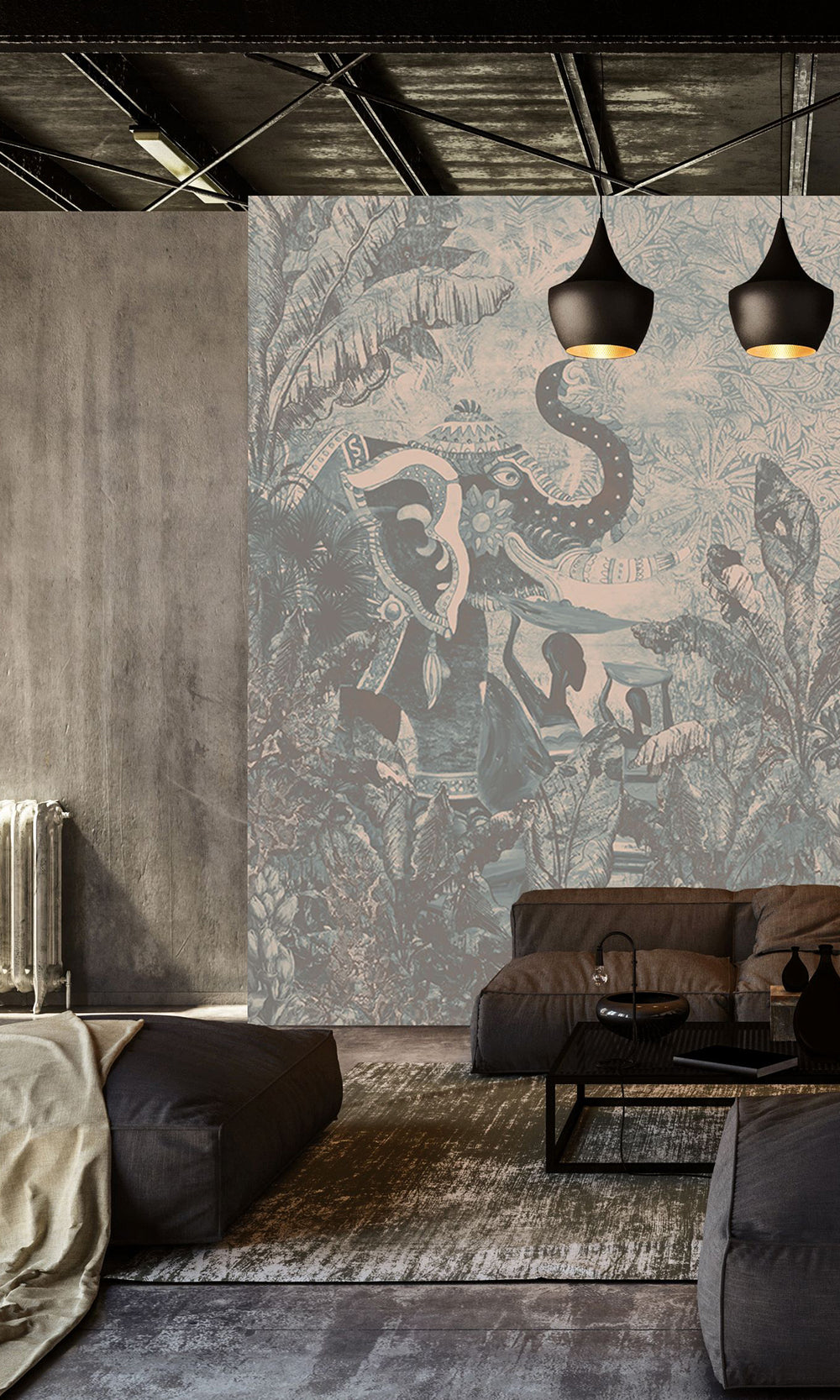 Ash Green Enchanting Tropical Jungle Wall Mural M2553