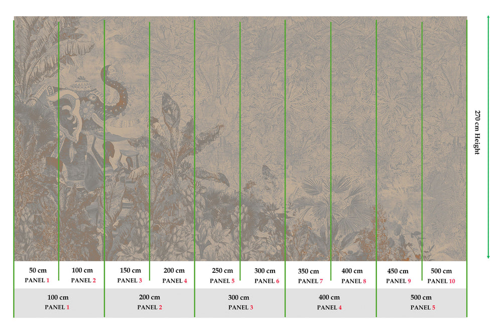 Ash Blue Enchanting Tropical Jungle Mural Wallpaper M2554 - Sample