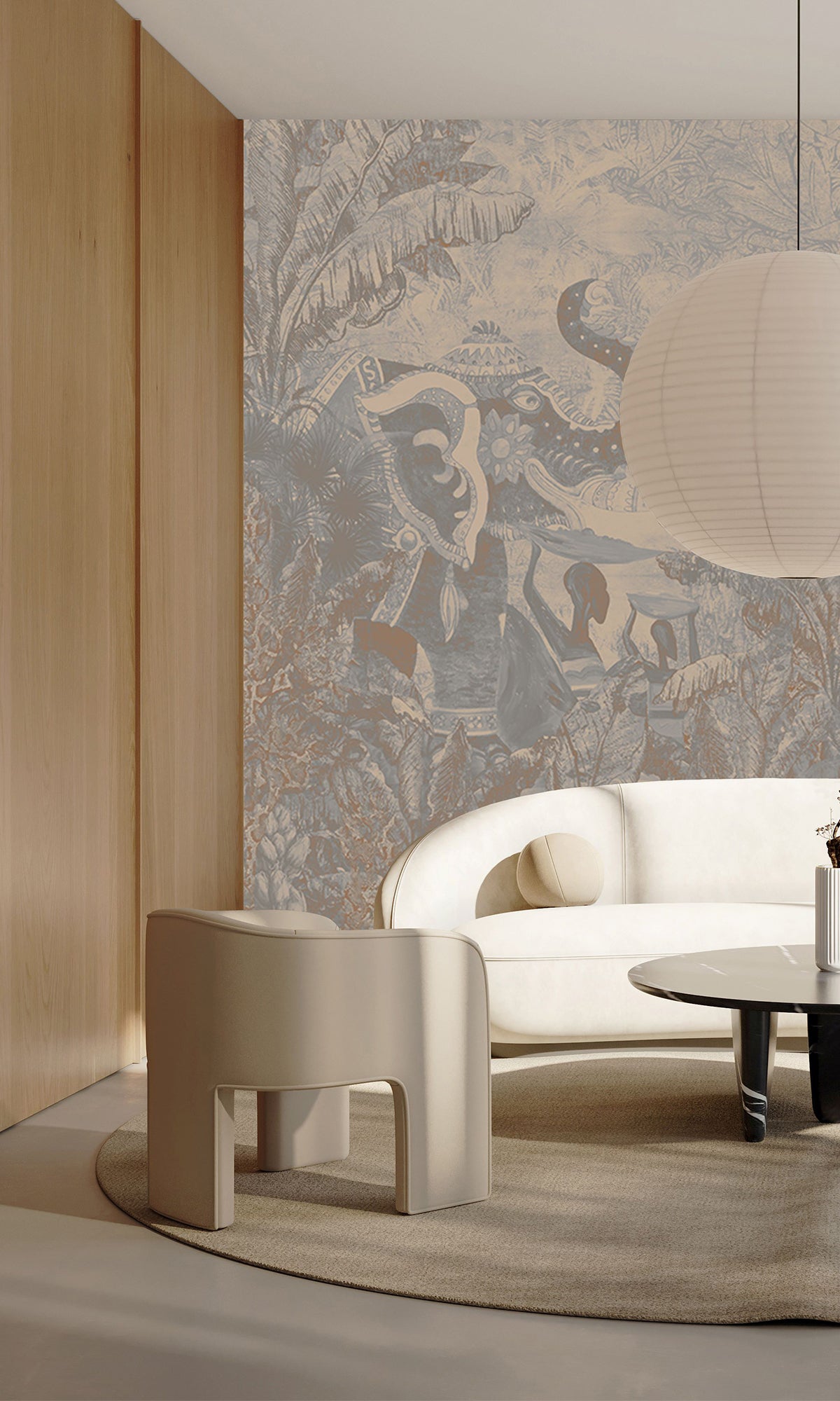 Ash Blue Enchanting Tropical Jungle Mural Wallpaper M2554