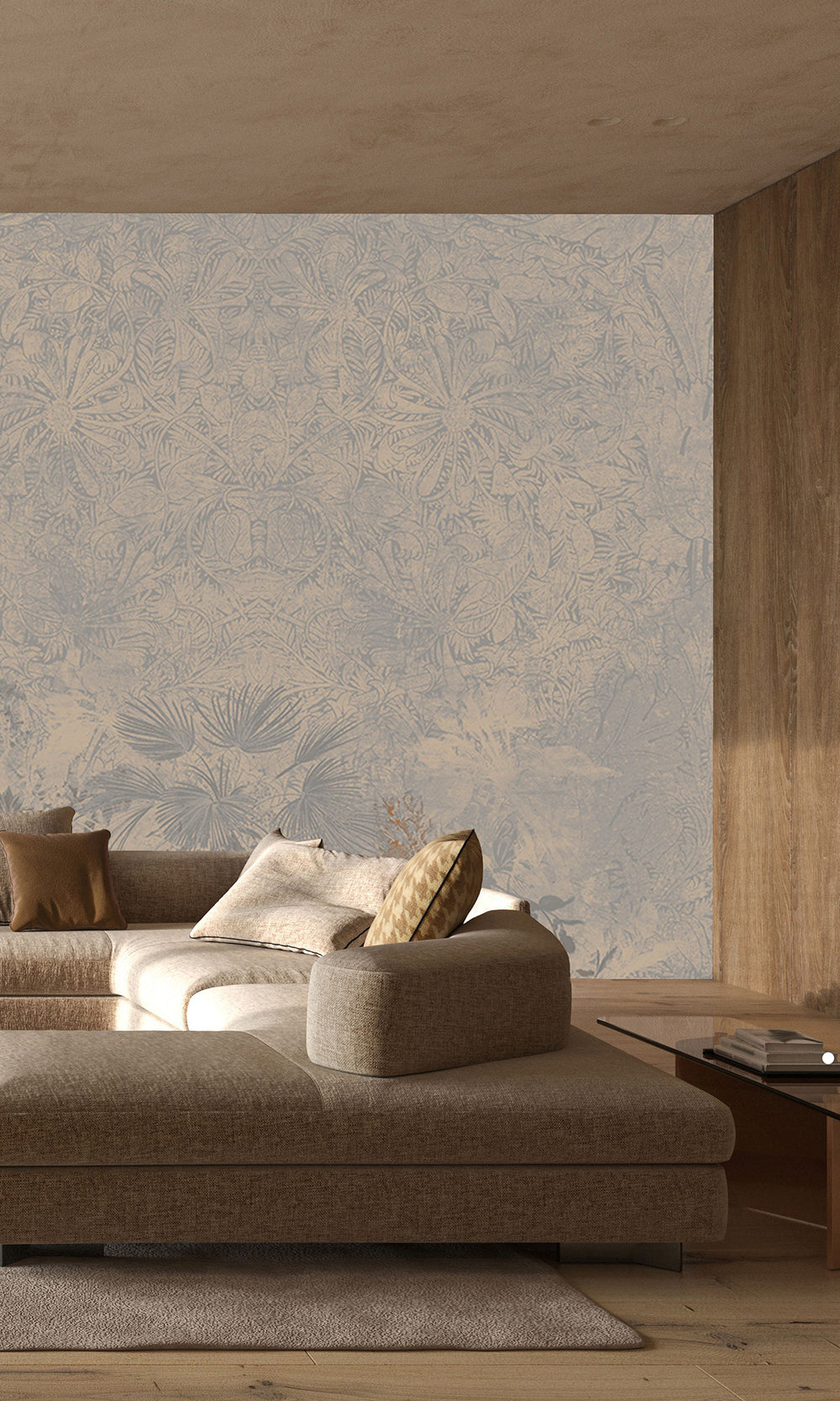 Ash Blue Enchanting Tropical Jungle Mural Wallpaper M2554 - Sample