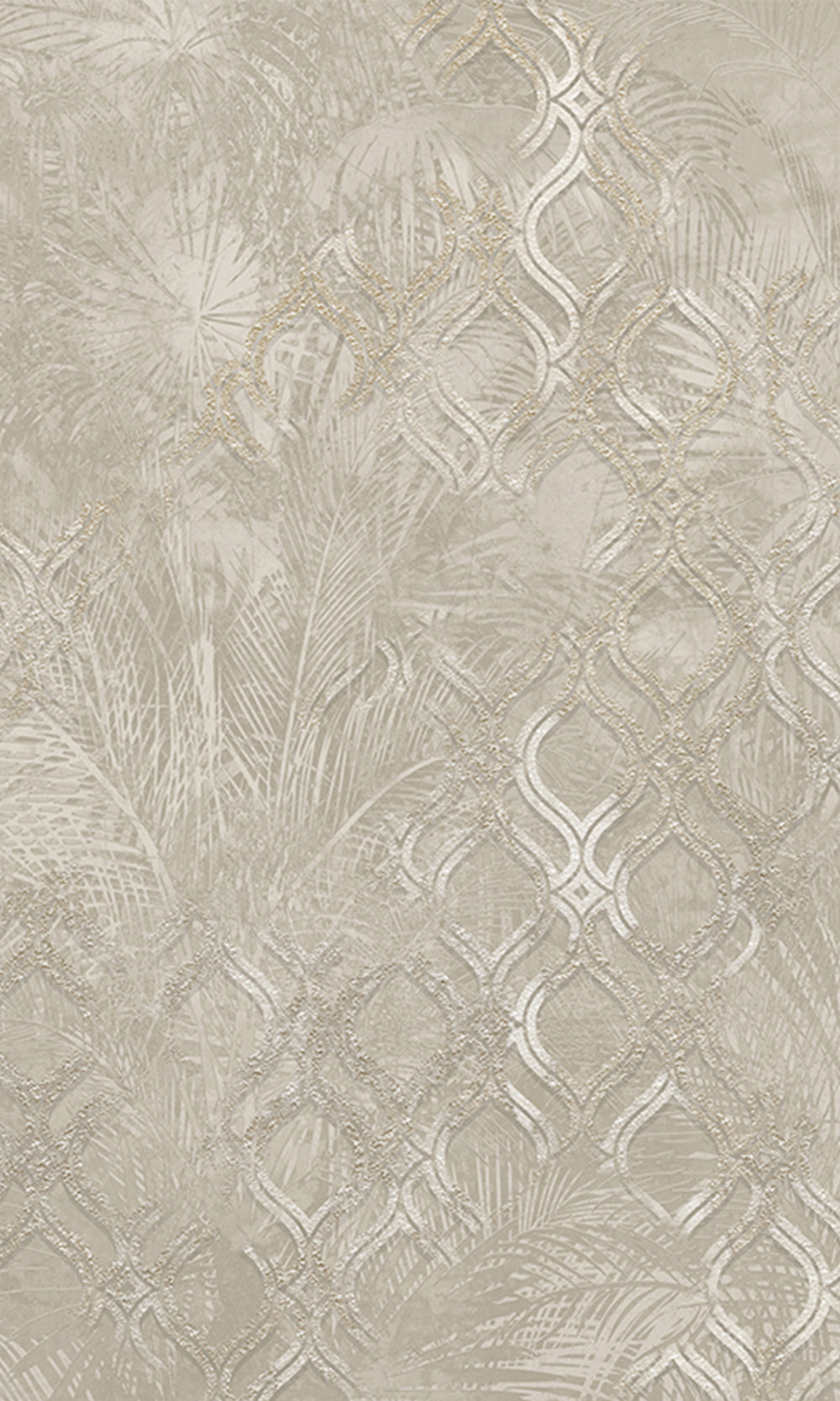 Cloud Gray Botanical Ogee Collage Wall Mural M2558