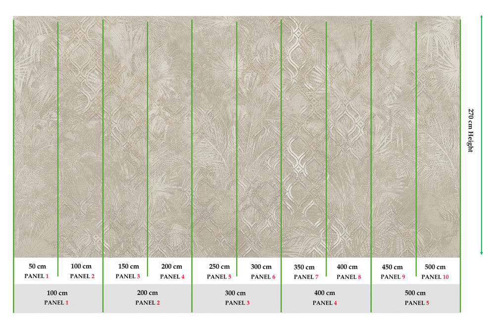 Cloud Gray Botanical Ogee Collage Wall Mural M2558