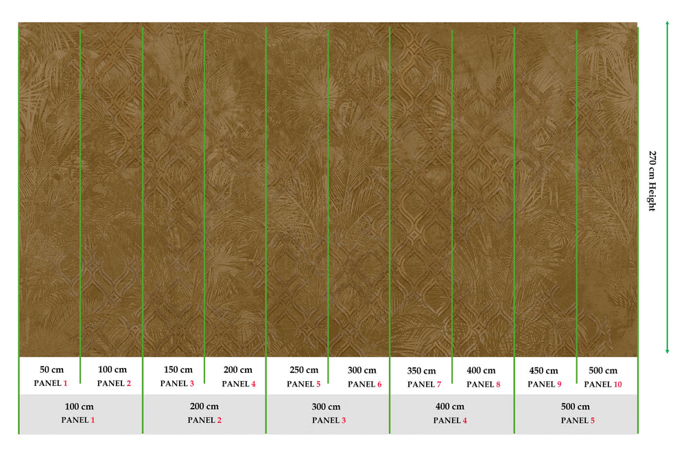 Copper Botanical Ogee Collage Wall Mural M2560