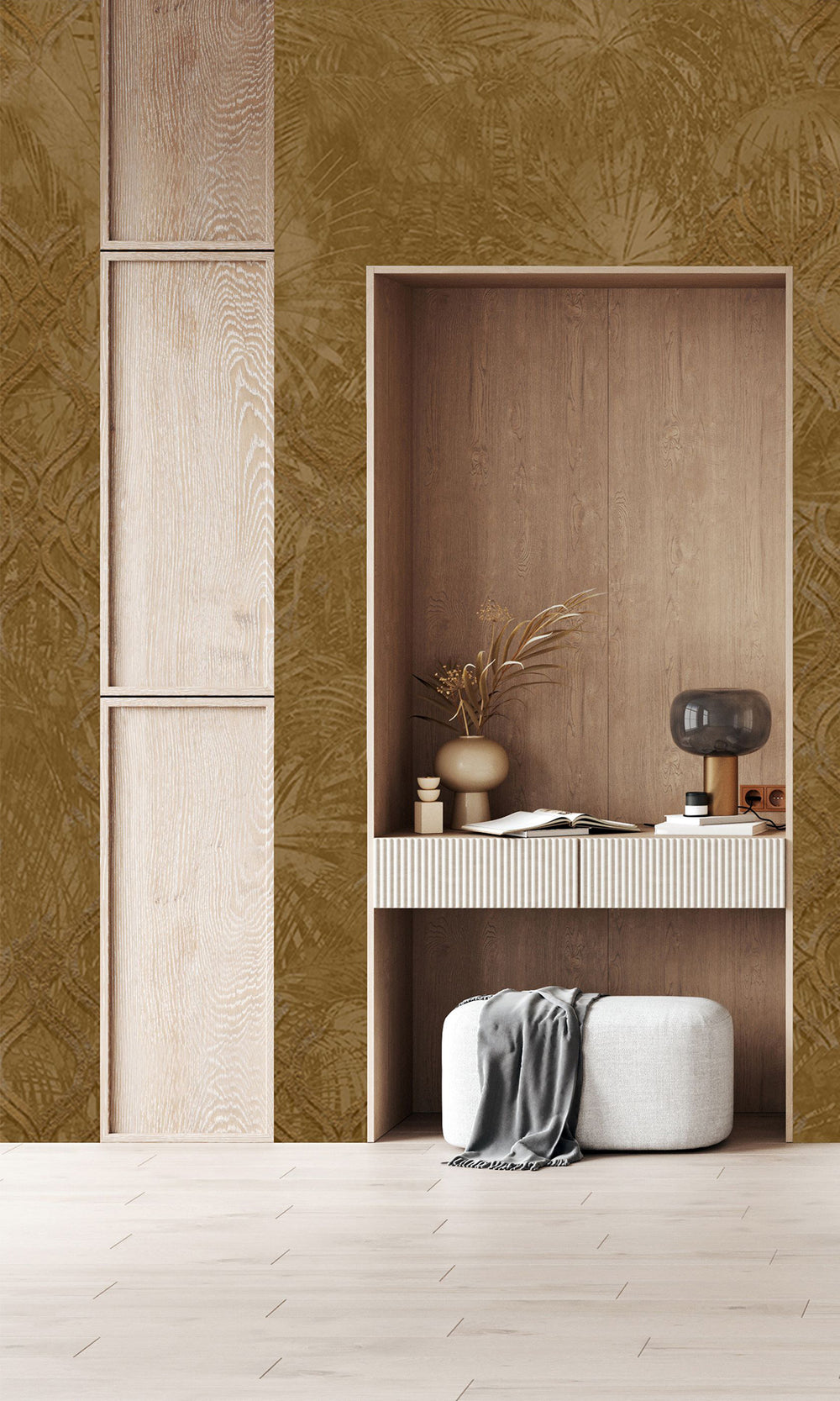 Copper Botanical Ogee Collage Wall Mural M2560
