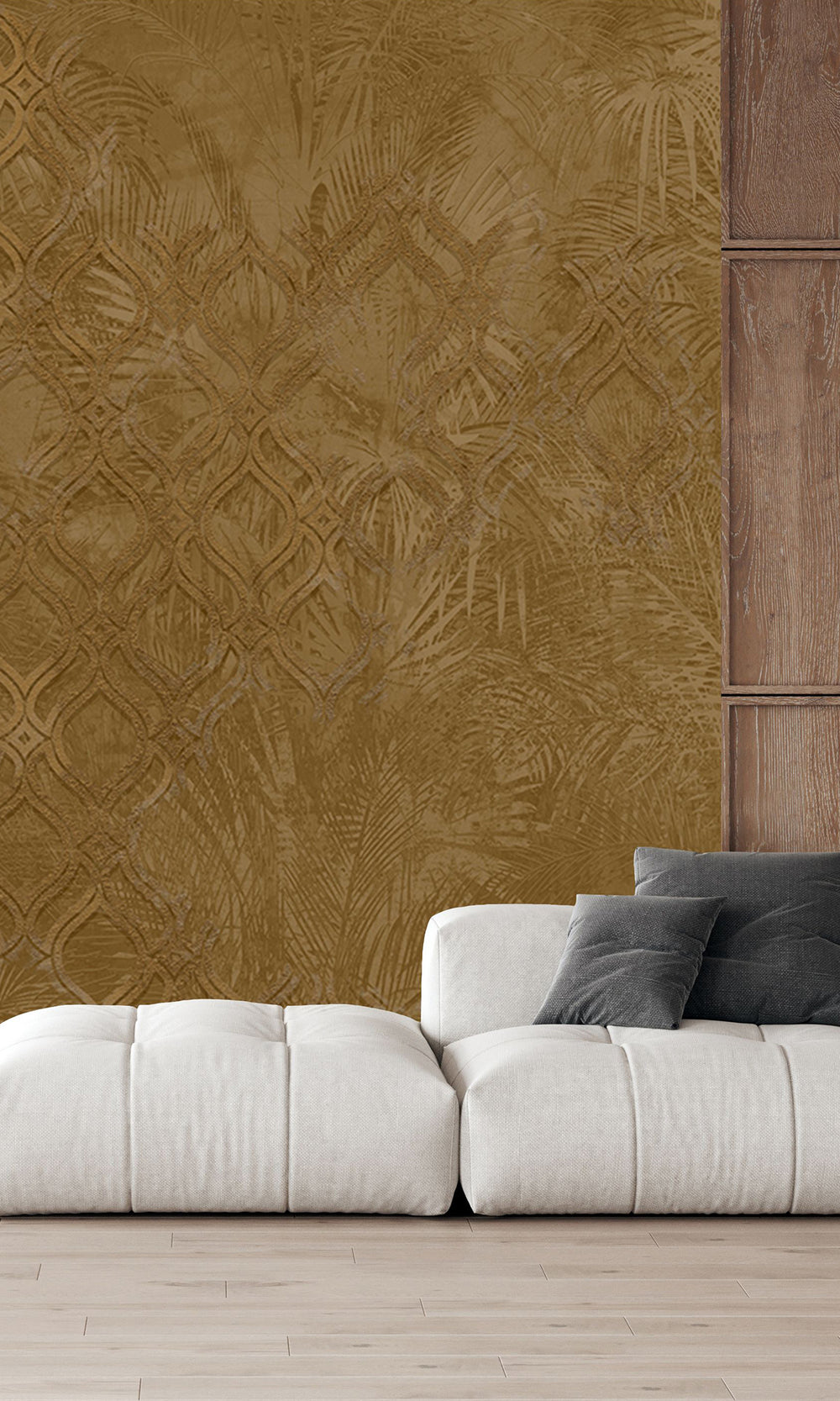 Copper Botanical Ogee Collage Wall Mural M2560