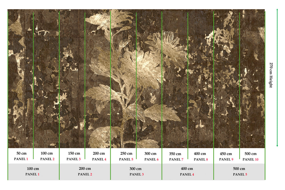 Umber Beige Mystic Abstract Marigold Mural Wallpaper M2564 -Sample