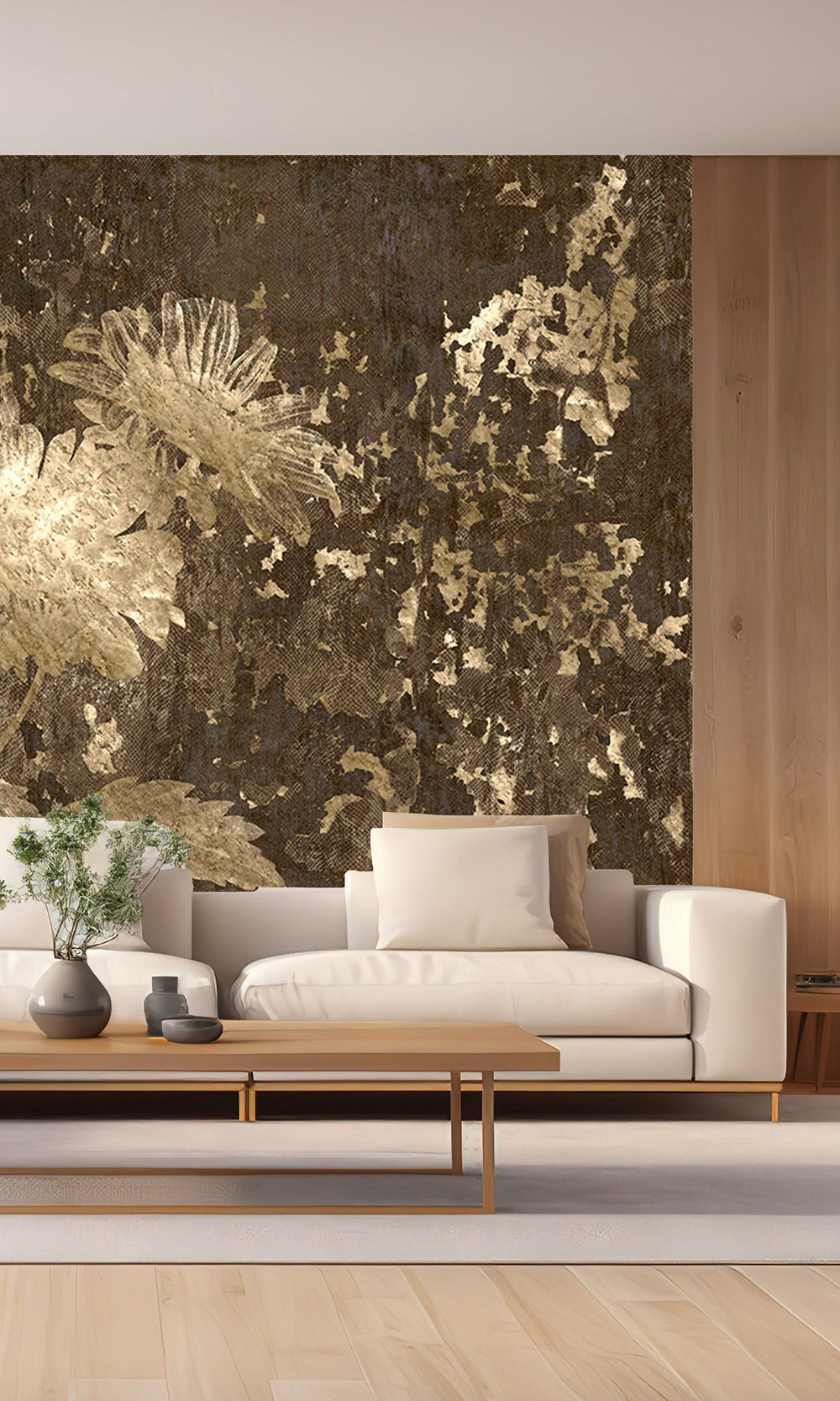 Umber Beige Mystic Abstract Marigold Mural Wallpaper M2564 -Sample