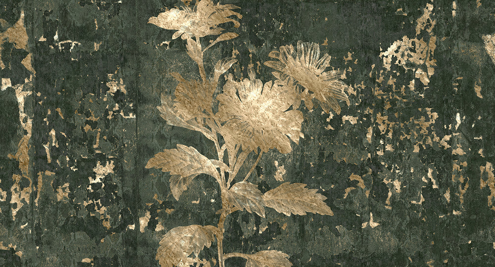 Charcoal Beige Mystic Abstract Marigold Mural Wallpaper M2565 - Sample