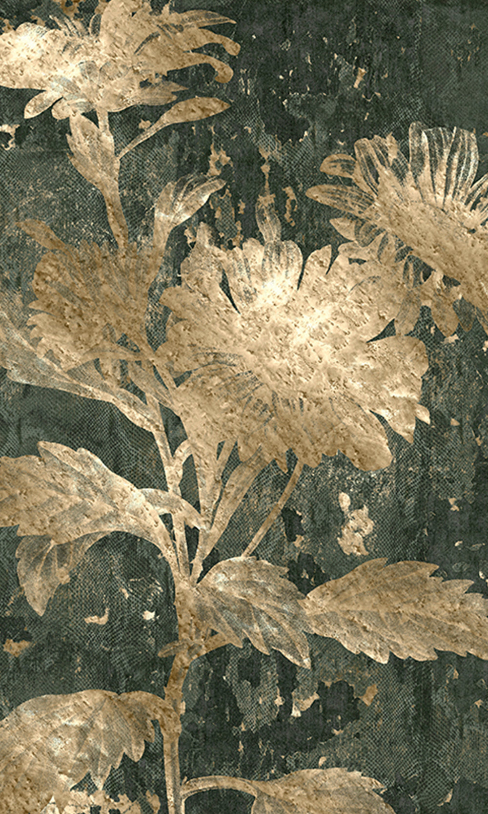 Charcoal Beige Mystic Abstract Marigold Mural Wallpaper M2565 - Sample