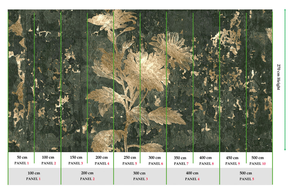 Charcoal Beige Mystic Abstract Marigold Mural Wallpaper M2565 - Sample