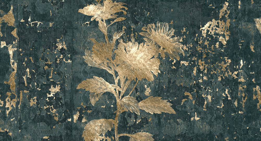 Navy Beige Mystic Abstract Marigold Mural Wallpaper M2566 - Sample