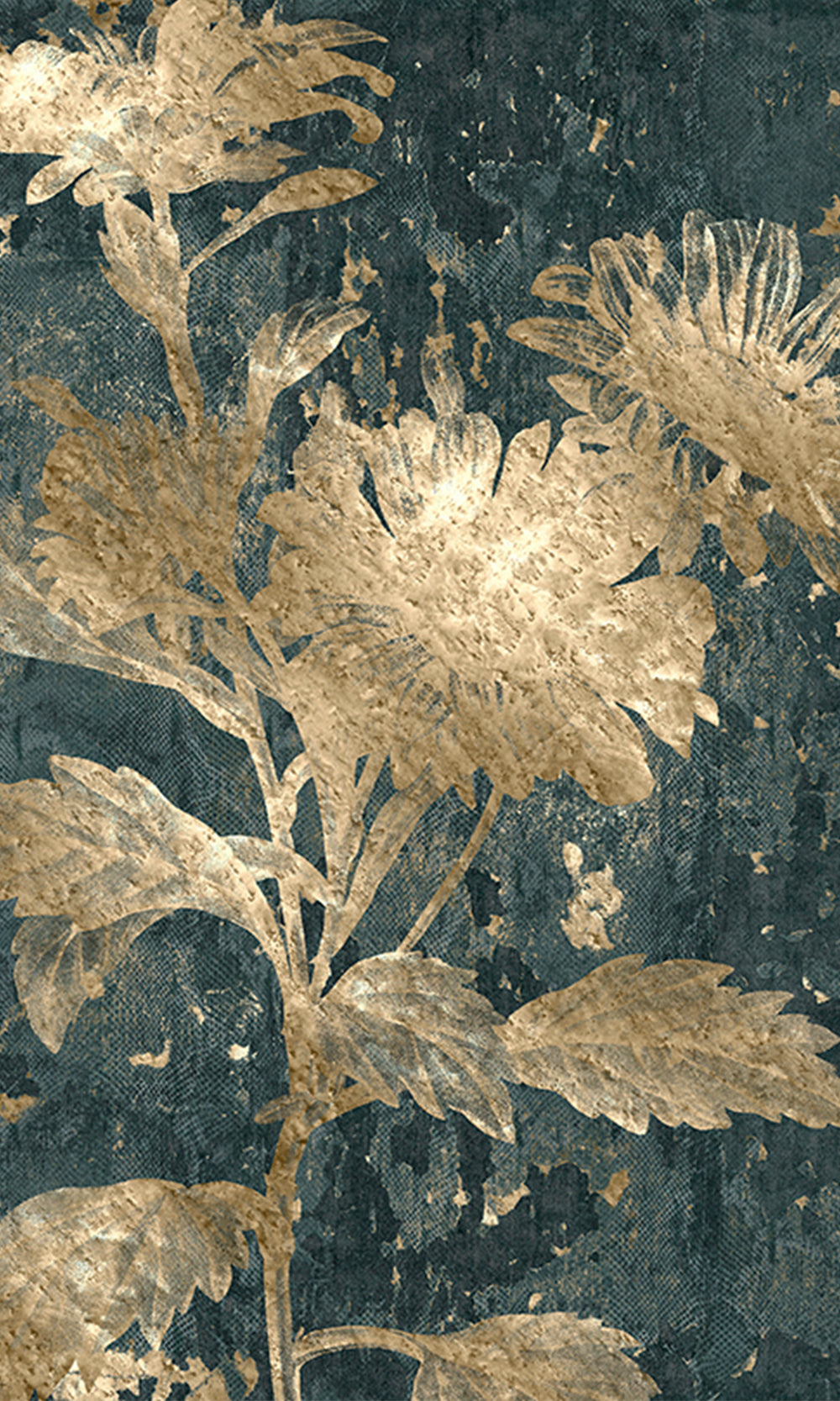 Navy Beige Mystic Abstract Marigold Mural Wallpaper M2566 - Sample