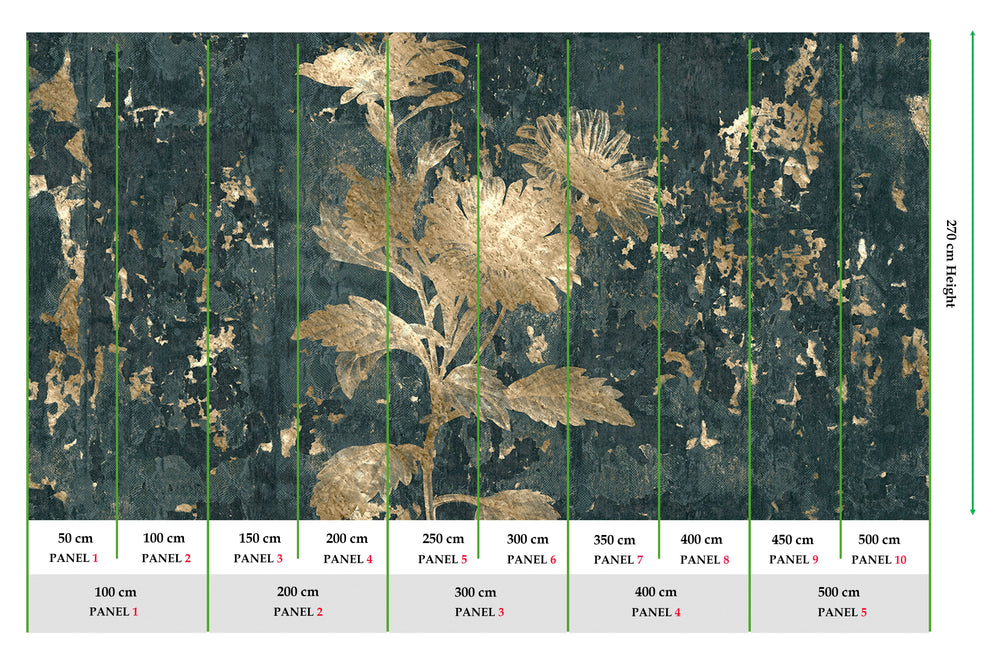 Navy Beige Mystic Abstract Marigold Mural Wallpaper M2566 - Sample
