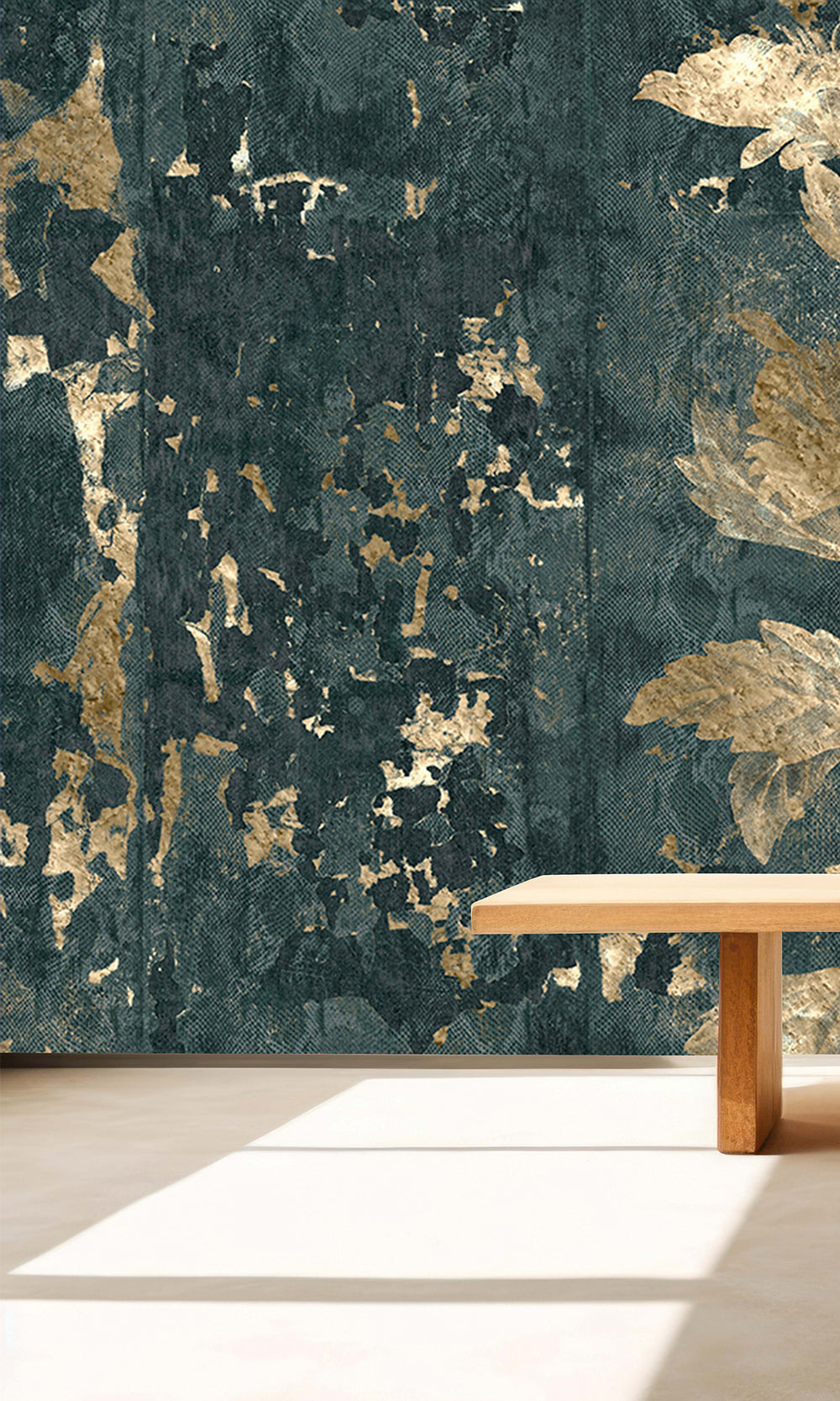 Navy Beige Mystic Abstract Marigold Mural Wallpaper M2566 - Sample