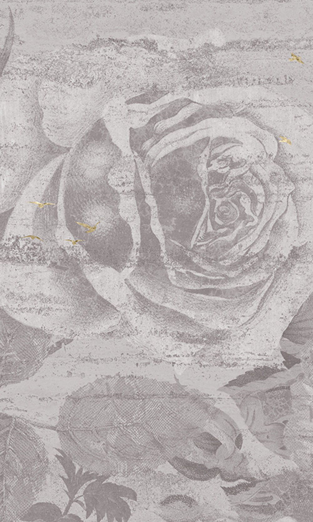 Light Grey Enchanted Roses Mural Wallpaper M2569 - Sample