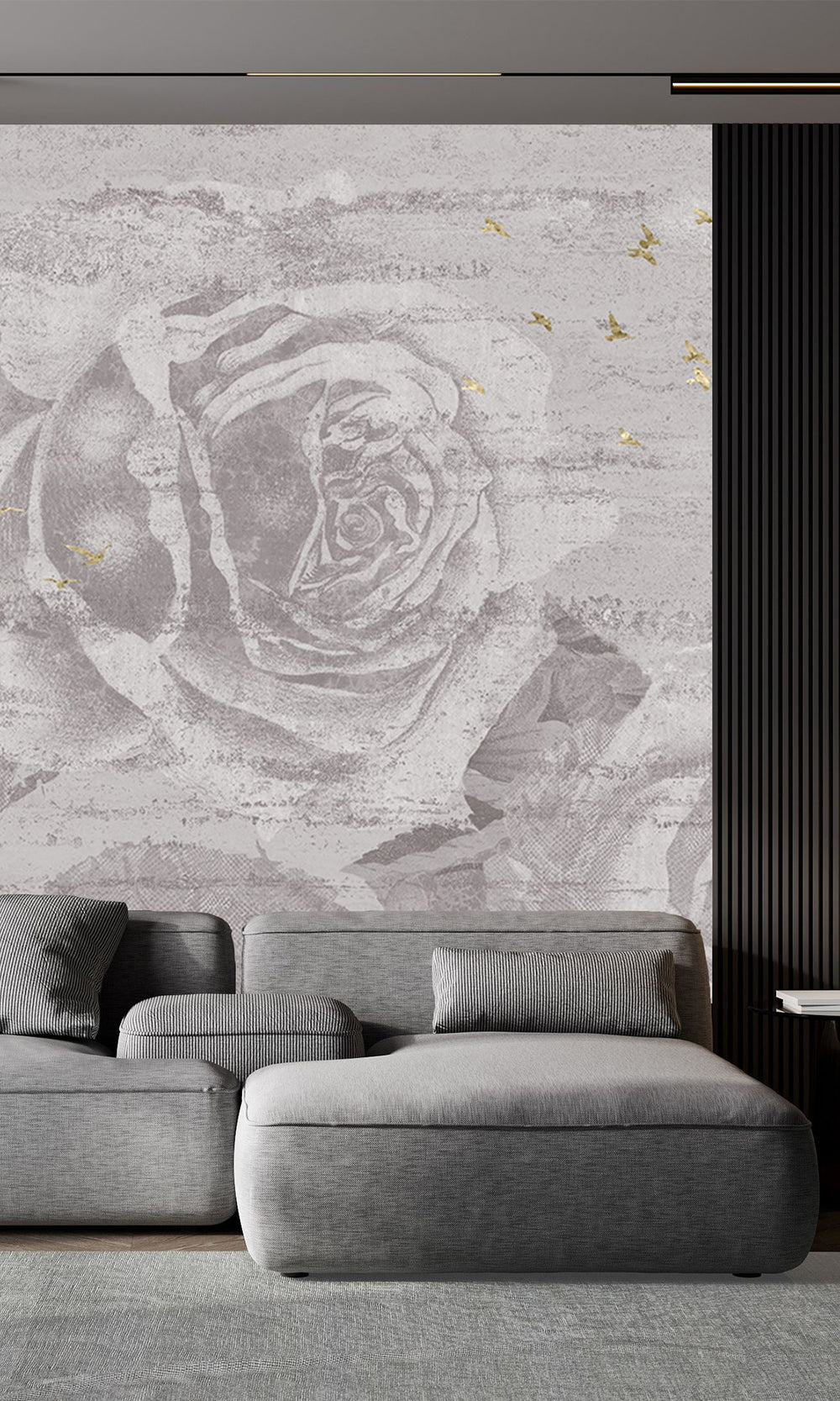 Light Grey Enchanted Roses Mural Wallpaper M2569 - Sample