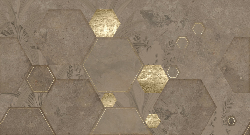 Camel Brown Geometric Paradise Mural Wallpaper M2570
