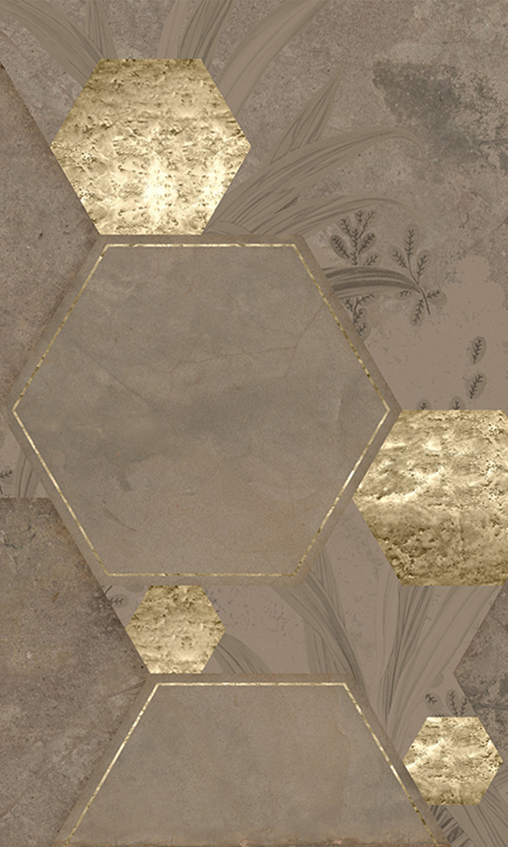 Camel Brown Geometric Paradise Mural Wallpaper M2570