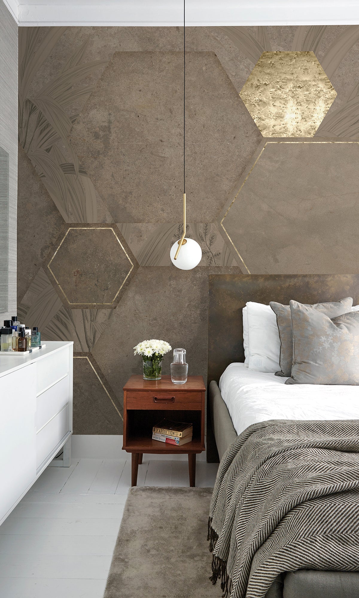 Camel Brown Geometric Paradise Mural Wallpaper M2570