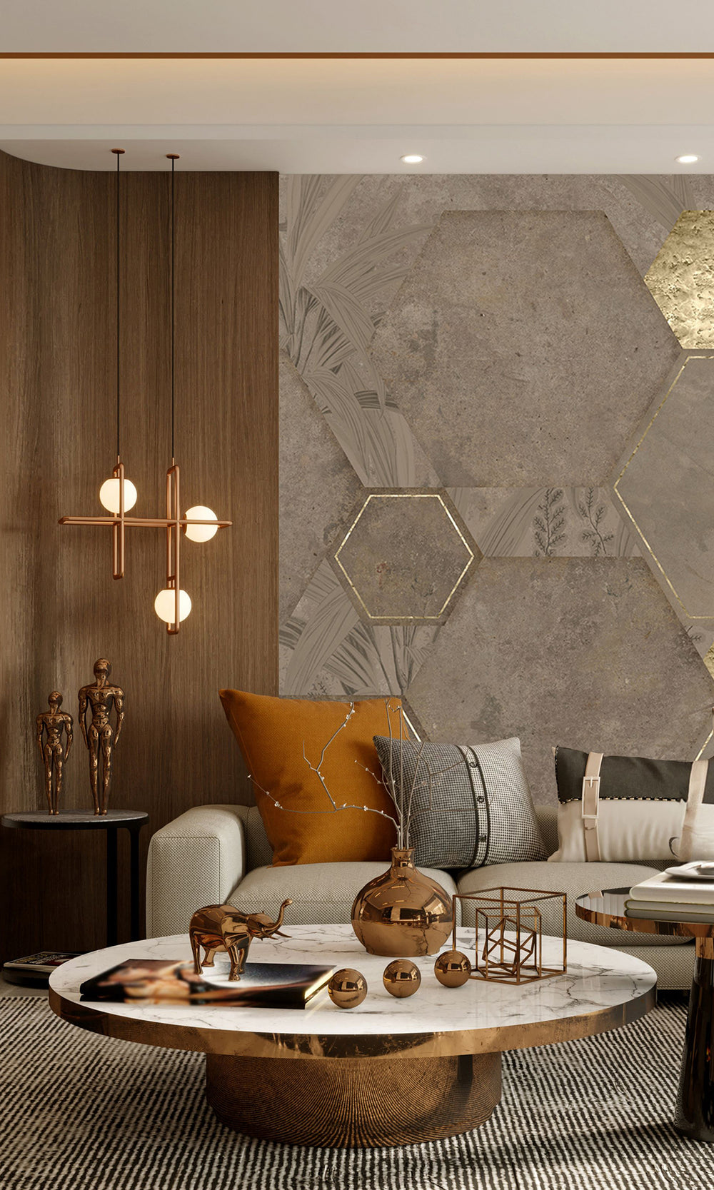 Camel Brown Geometric Paradise Mural Wallpaper M2570