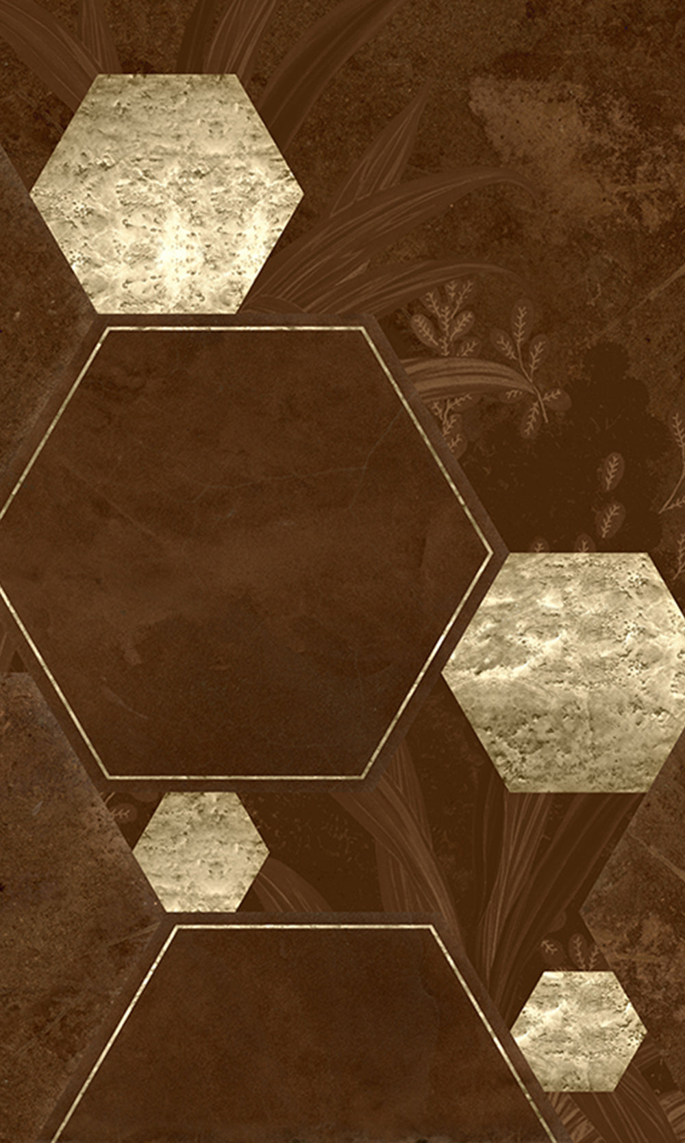 Chocolate Brown Geometric Paradise Mural Wallpaper M2571