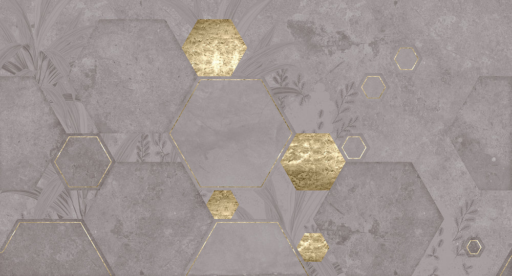 Metallic Grey Geometric Paradise Wall Mural M2572