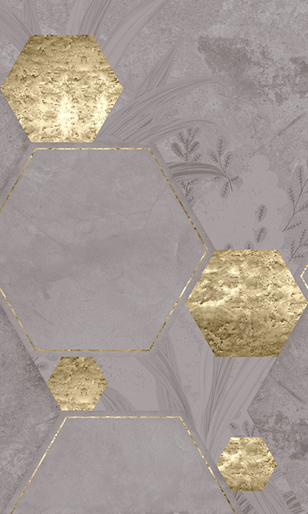 Metallic Grey Geometric Paradise Wall Mural M2572