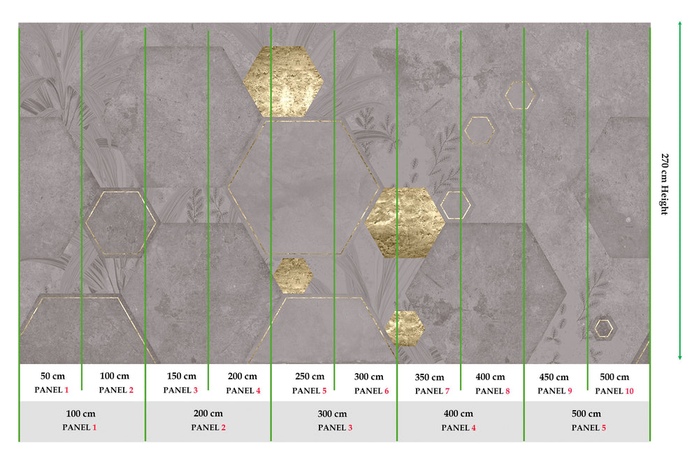 Metallic Grey Geometric Paradise Wall Mural M2572