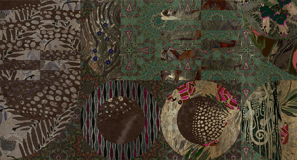 Green Geometric Collage Mural Wallpaper M2573