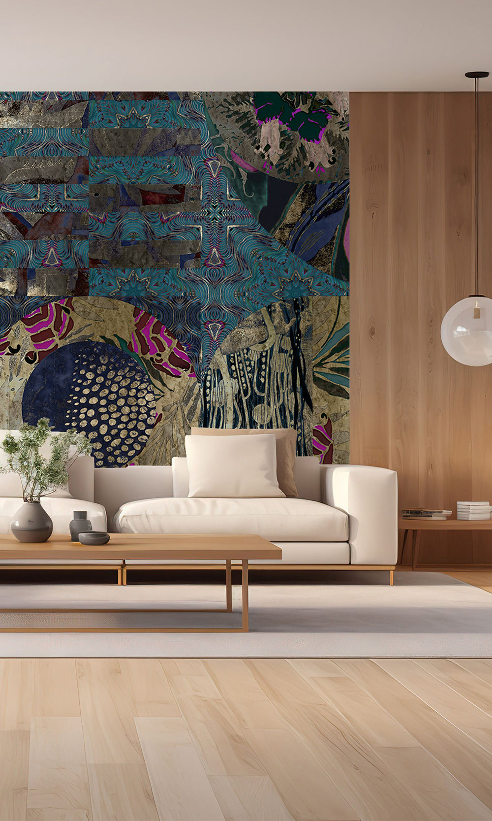Blue Geometric Collage Wall Mural M2574