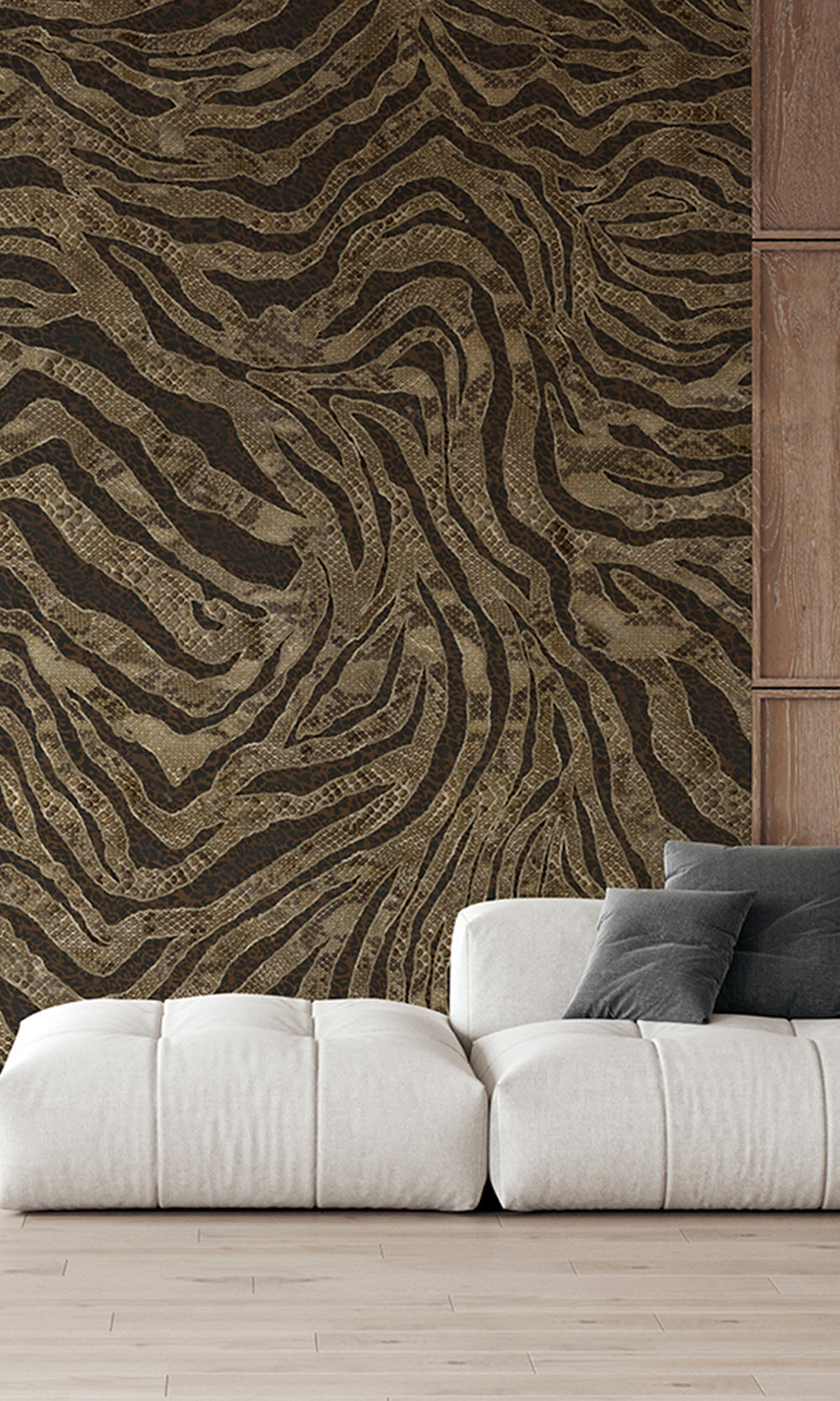 Brown Winding Faux Snakeskin Mural Wallpaper M2579