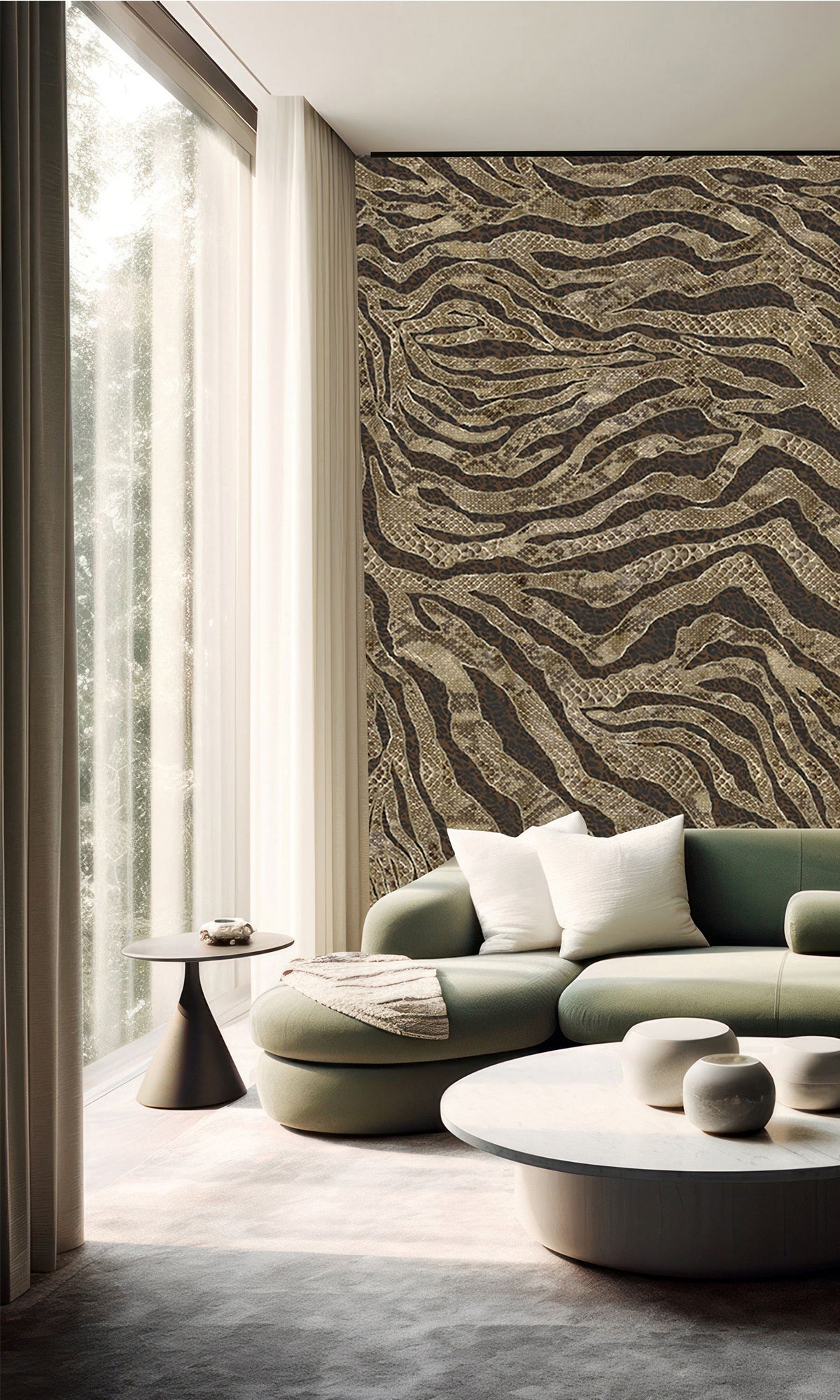 Brown Winding Faux Snakeskin Mural Wallpaper M2579