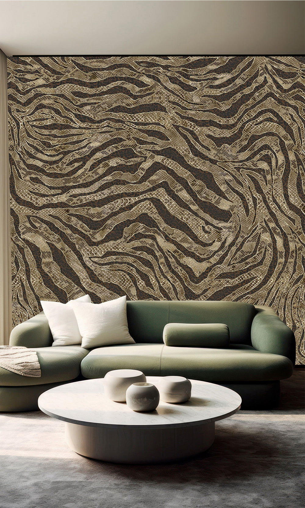 Brown Winding Faux Snakeskin Mural Wallpaper M2579