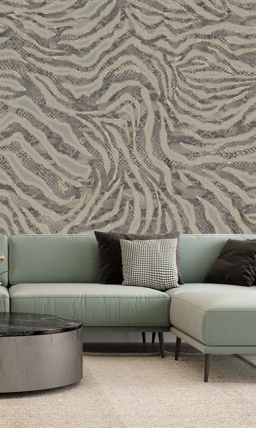 Navy Winding Faux Snakeskin Mural Wallpaper M2580