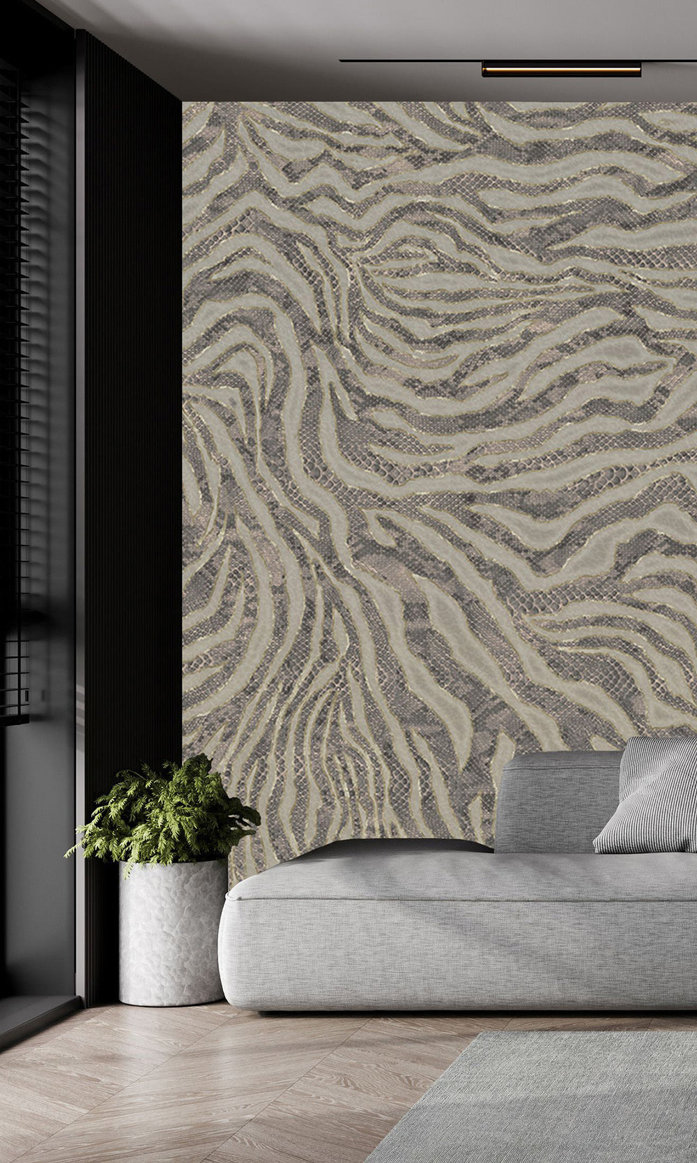 Navy Winding Faux Snakeskin Mural Wallpaper M2580
