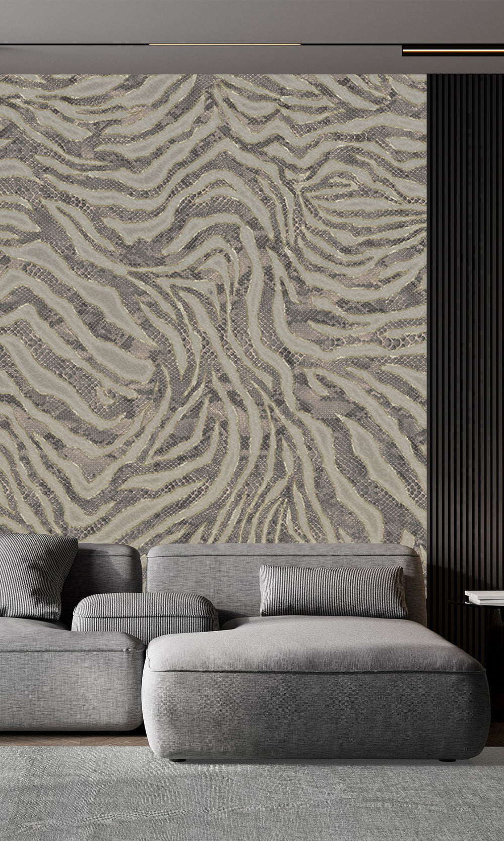 Navy Winding Faux Snakeskin Mural Wallpaper M2580