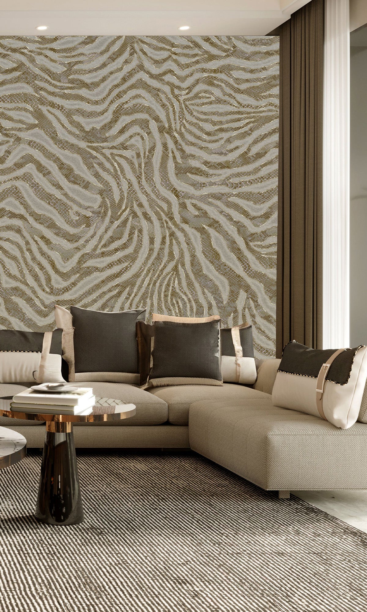 Khaki Winding Faux Snakeskin Mural Wallpaper M2581