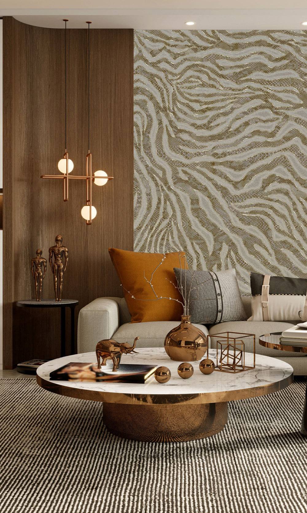 Khaki Winding Faux Snakeskin Mural Wallpaper M2581