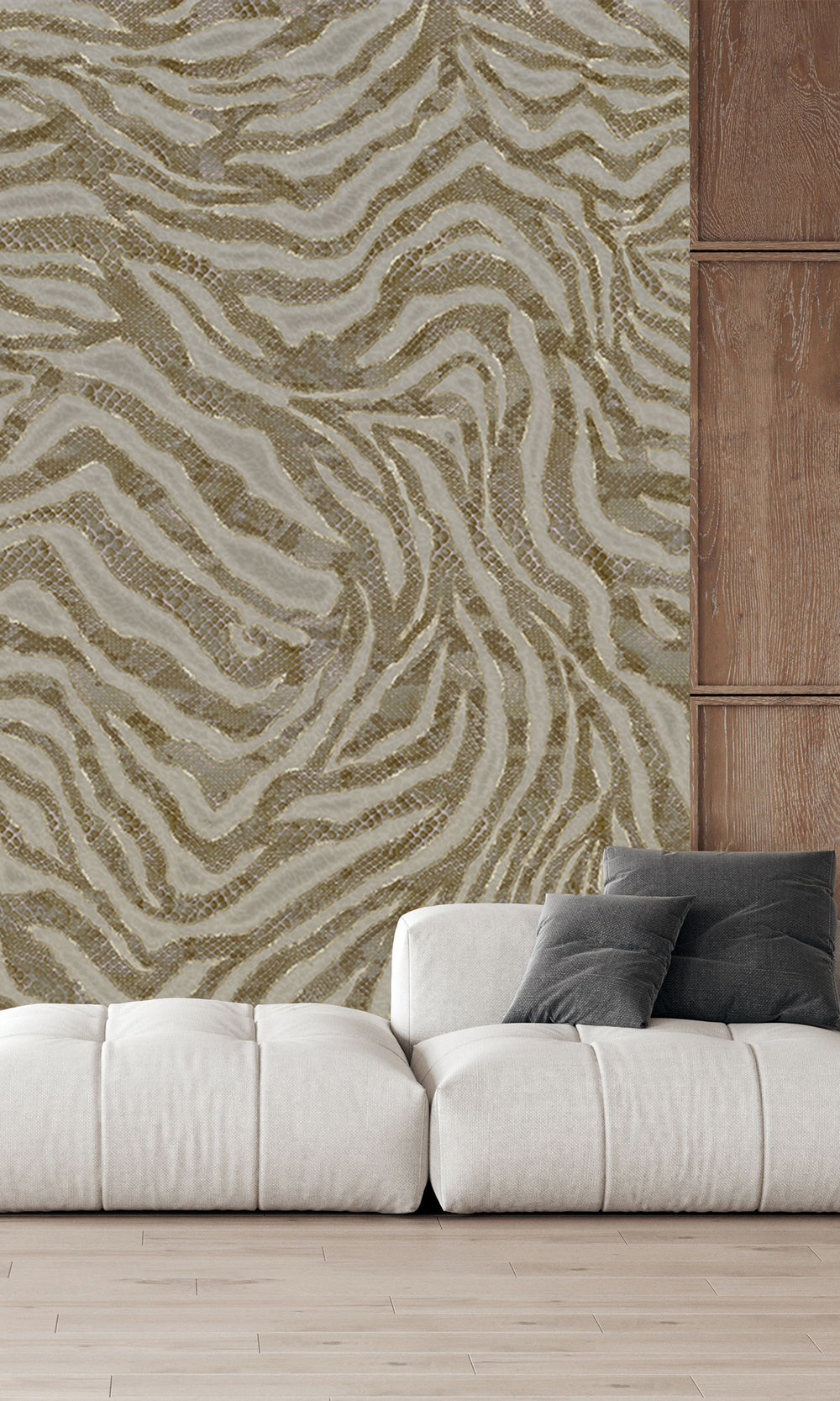 Khaki Winding Faux Snakeskin Mural Wallpaper M2581