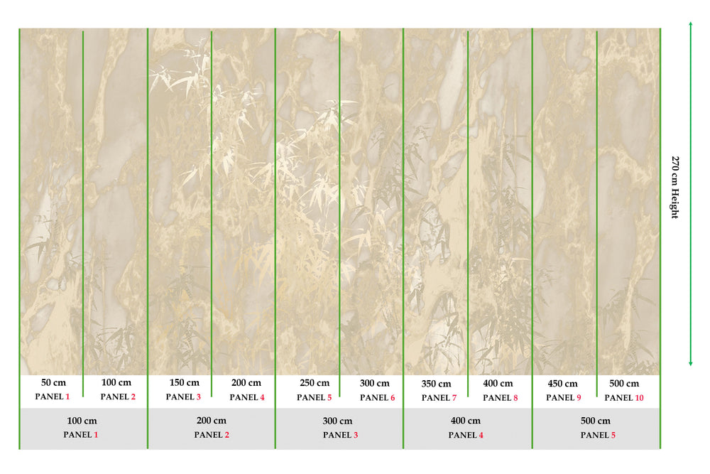 Gold Abstract Bamboo Forest Mural Wallpaper M2582 - Sample