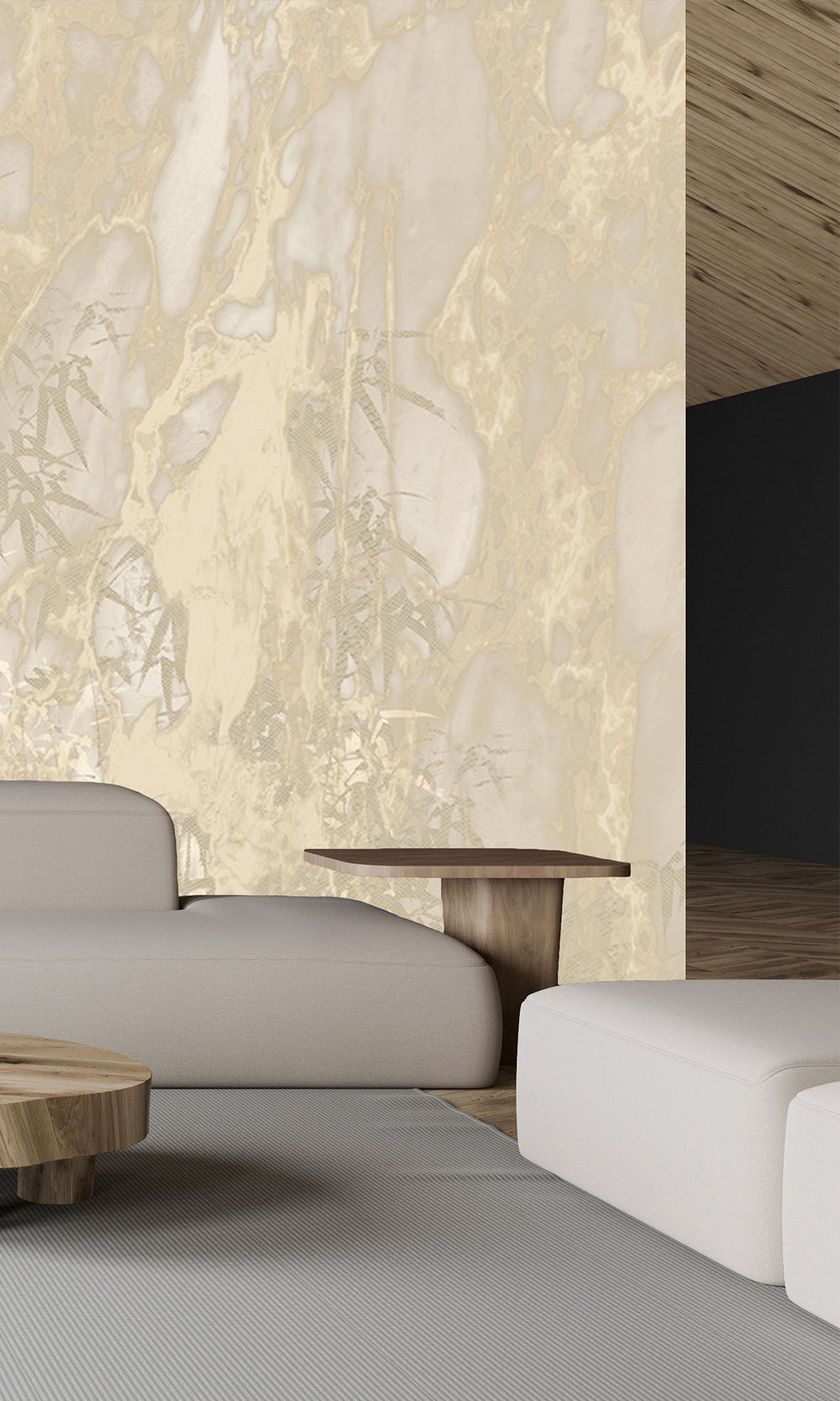 Gold Abstract Bamboo Forest Mural Wallpaper M2582 - Sample