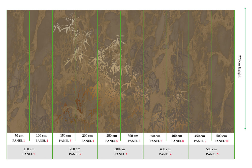 Brown Abstract Bamboo Forest Mural Wallpaper M2583