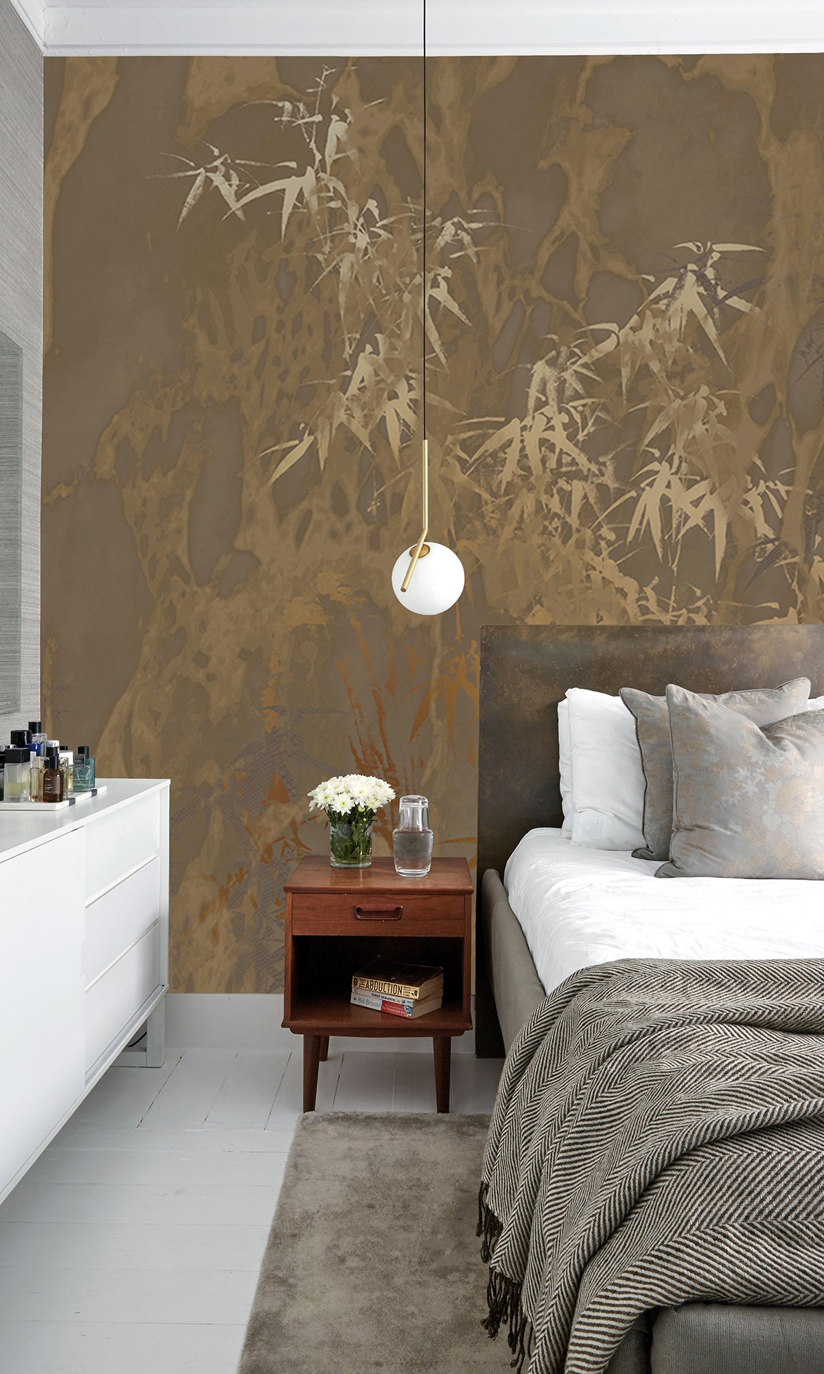 Brown Abstract Bamboo Forest Mural Wallpaper M2583