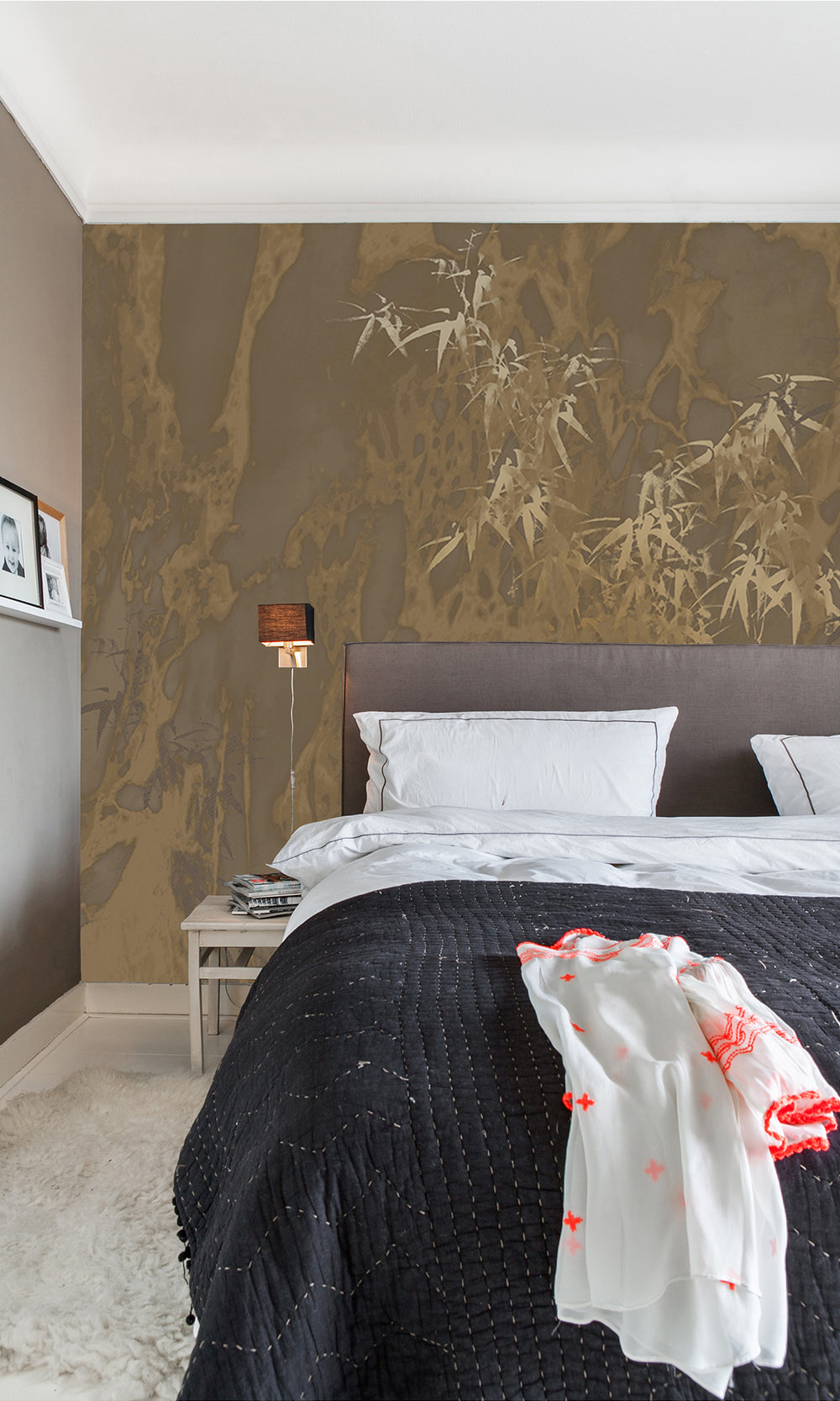 Brown Abstract Bamboo Forest Mural Wallpaper M2583