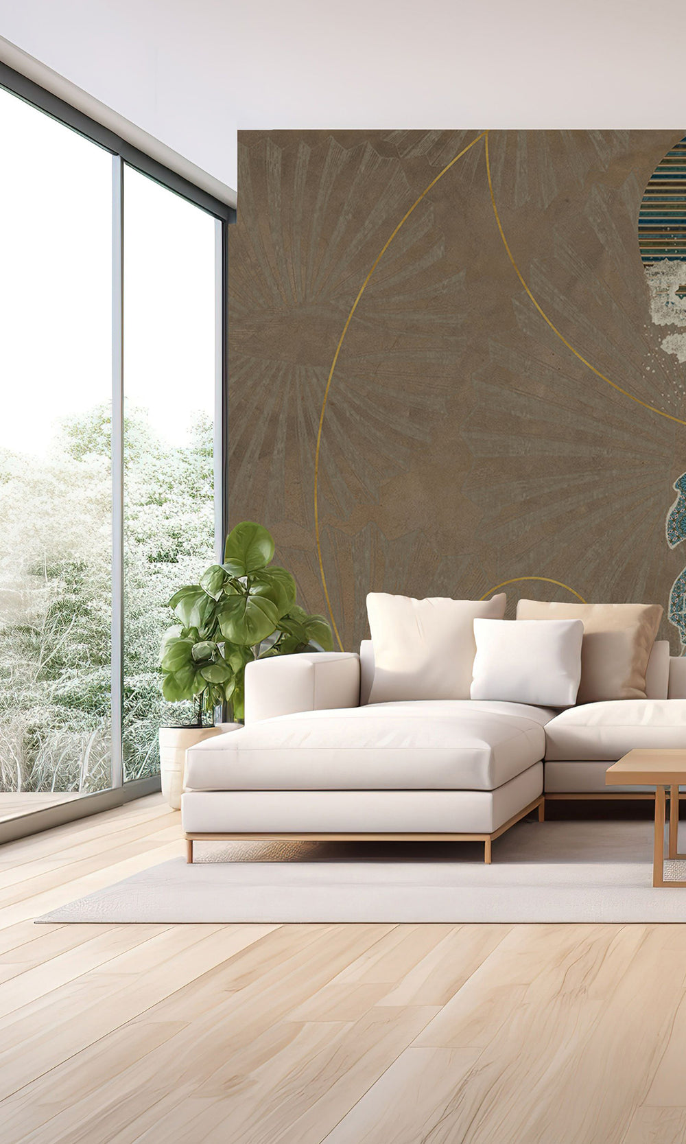 Beaver Brown Abstract Geometric Wall Mural M2585