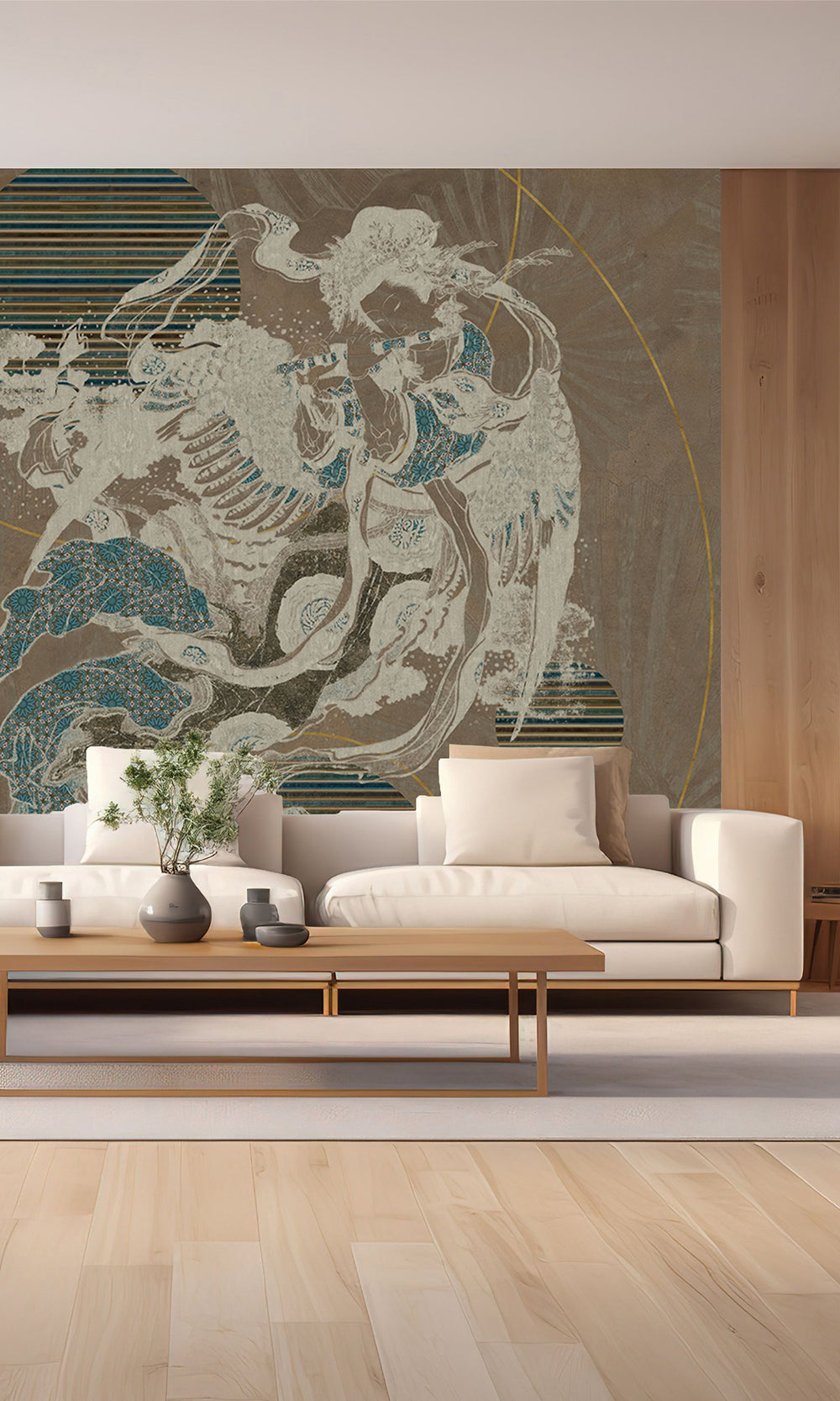 Beaver Brown Abstract Geometric Wall Mural M2585
