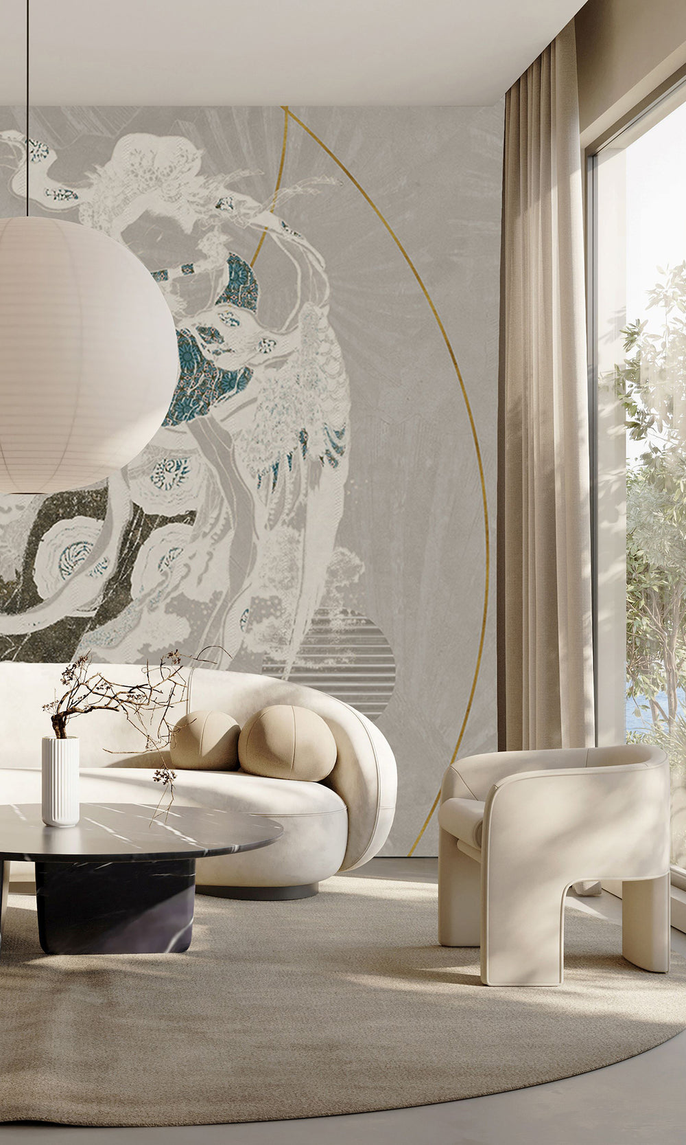 Cloud Grey Abstract Geometric Mural Wallpaper M2586 - Sample