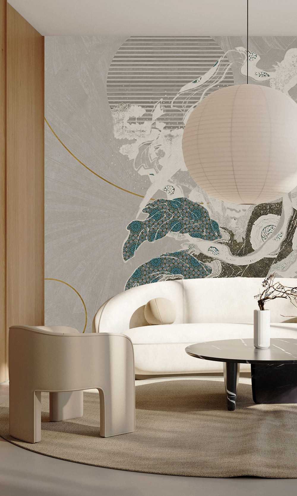 Cloud Grey Abstract Geometric Mural Wallpaper M2586 - Sample