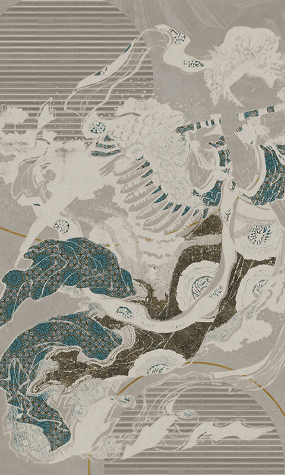 Cloud Grey Abstract Geometric Mural Wallpaper M2586 - Sample