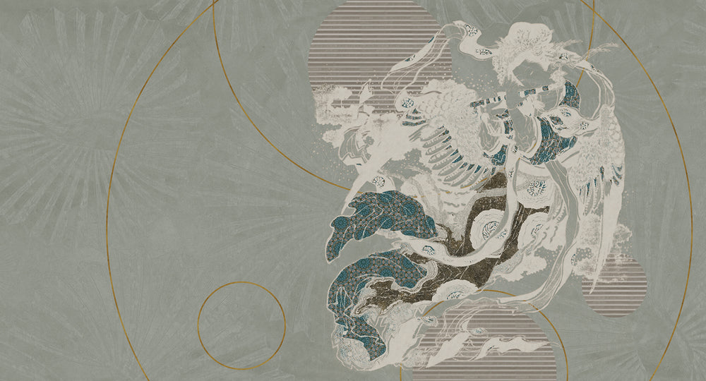 Battleship Grey Abstract Geometric Mural Wallpaper M2587 - Sample